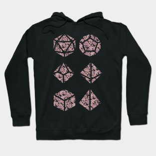 Peach, Purple, and Orange Gradient Rose Vintage Pattern Silhouette Polyhedral Dice - Dungeons and Dragons Design Hoodie